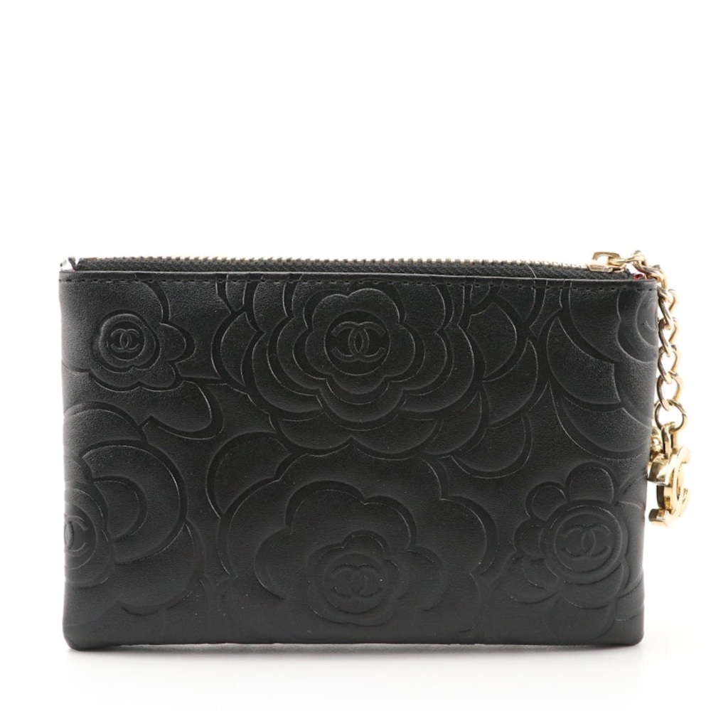 Chanel Makeup Bag purse chain CC black charm zippy pouch clutch wallet - Picture 3 of 8